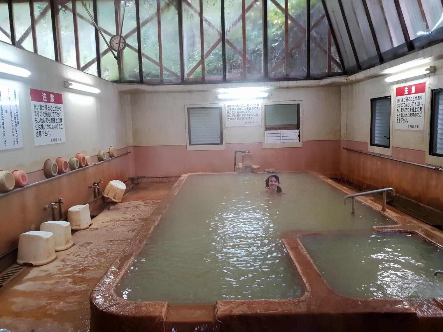 Mineral-rich waters of a community bath house in central Kyushu.