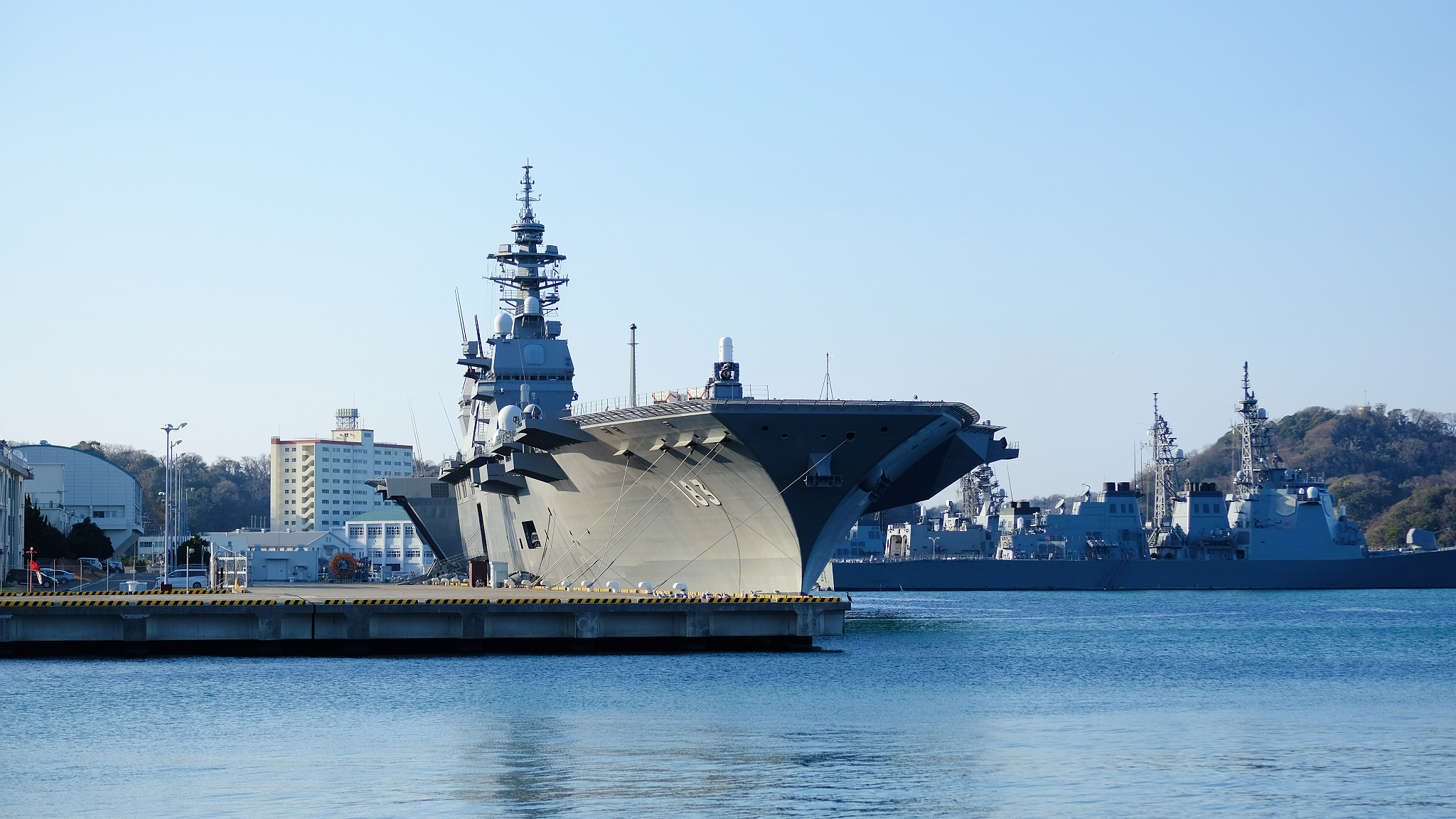U.S. Aircraft carrier docked at Yokosuka Naval Base.